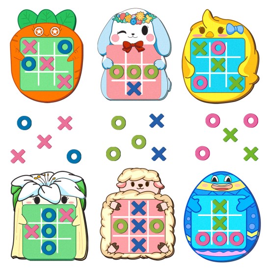 Waybla 6 Pack Easter Tic Tac Toe Strategic Board Game, Easter Party Favors for Kids, Easter Game, Easter Toys, Easter Gifts, Easter Basket Stuffers for Kids Boys Girls