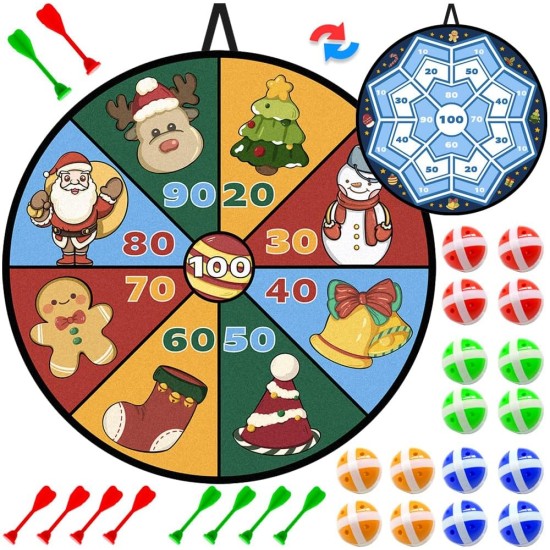 Waybla 29" Large Christmas Dart Board for Kids, Christmas Board Game Toy with 16 Sticky Balls, 8 Velcro Darts Christmas Toys, Christmas Party Favors, Stocking Stuffers for Kids