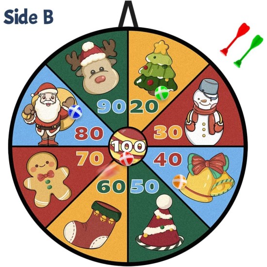 Waybla 29" Large Christmas Dart Board for Kids, Christmas Board Game Toy with 16 Sticky Balls, 8 Velcro Darts Christmas Toys, Christmas Party Favors, Stocking Stuffers for Kids