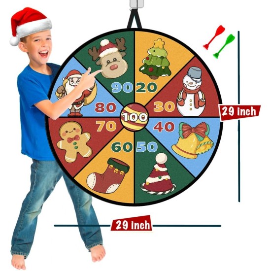 Waybla 29" Large Christmas Dart Board for Kids, Christmas Board Game Toy with 16 Sticky Balls, 8 Velcro Darts Christmas Toys, Christmas Party Favors, Stocking Stuffers for Kids