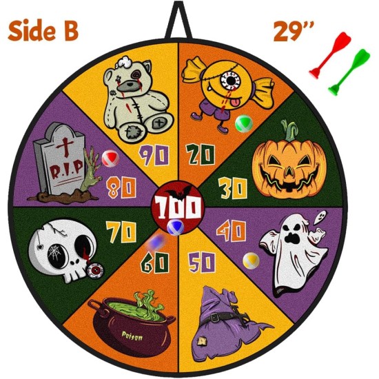 Waybla 29" Large Halloween Dart Board for Kids, Halloween Board Game Toy with 16 Sticky Balls, 8 Velcro Darts, Halloween Party Favors, Halloween Treats for Kids Boys Girls