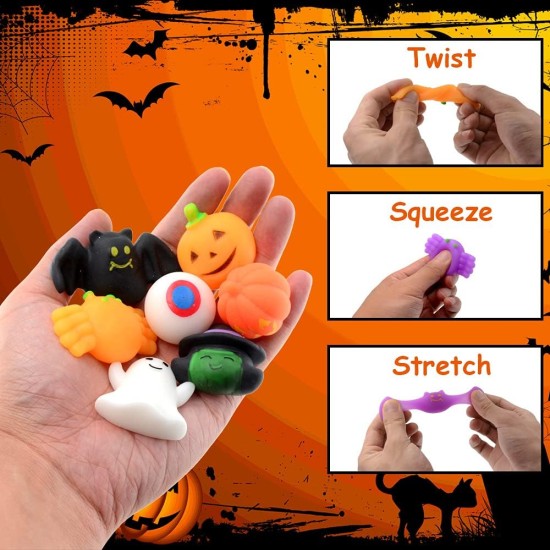 Waybla 36 PCS Halloween Squishies Toys Kawaii Cute Squishy Stress Reliever Anxiety Toys Halloween Toys for Halloween Party Favors Halloween Treat Goody Bag Filler Gifts