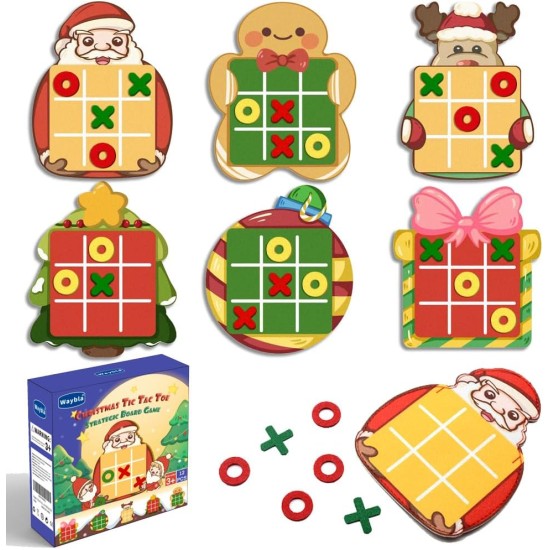 Waybla 12 Pack Christmas Party Favors Tic Tac Toe Strategic Board Game Christmas Toys, Stocking Stuffers for Kids, Goody Bag Fillers for Kids Boys Girls