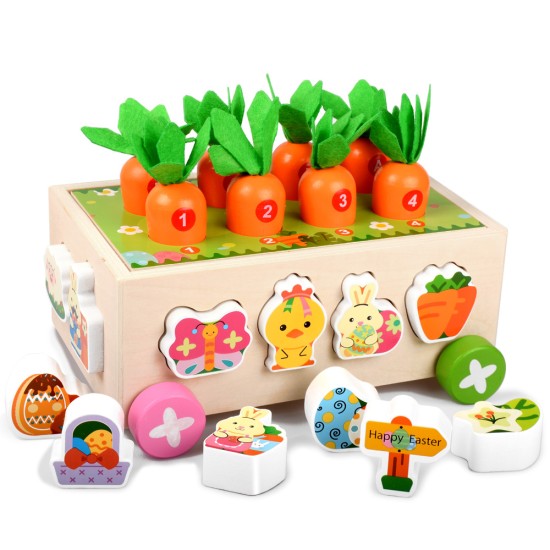 Waybla Easter Toddlers Montessori Wooden Educational Toys for Baby Boys Girls Age 1 2 3 Year Old, Early Learning Easter Toys Easter Gifts Easter Basket Stuffers